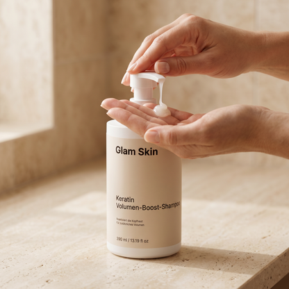 Volumen-Set Anwendung Schritt für Schritt: Shampoo, Conditioner, Maske 1× pro Woche, Rosmarinöl als Pre-Wash, Leave-In Spray vor dem Styling — die 5-teilige Routine für mehr Volumen