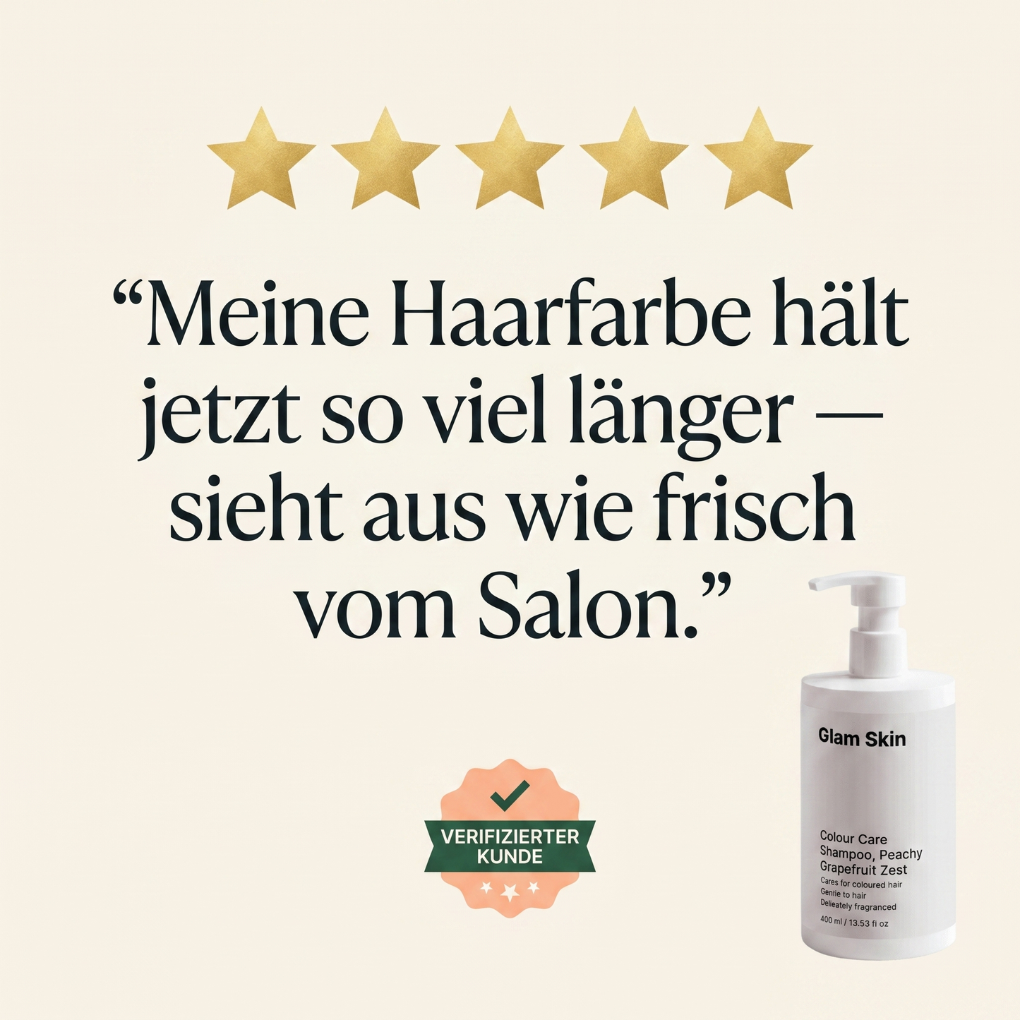 5-Sterne verifizierte Kundenbewertung Farbpflege Shampoo: Haarfarbe hält jetzt so viel länger — sieht aus wie frisch vom Salon